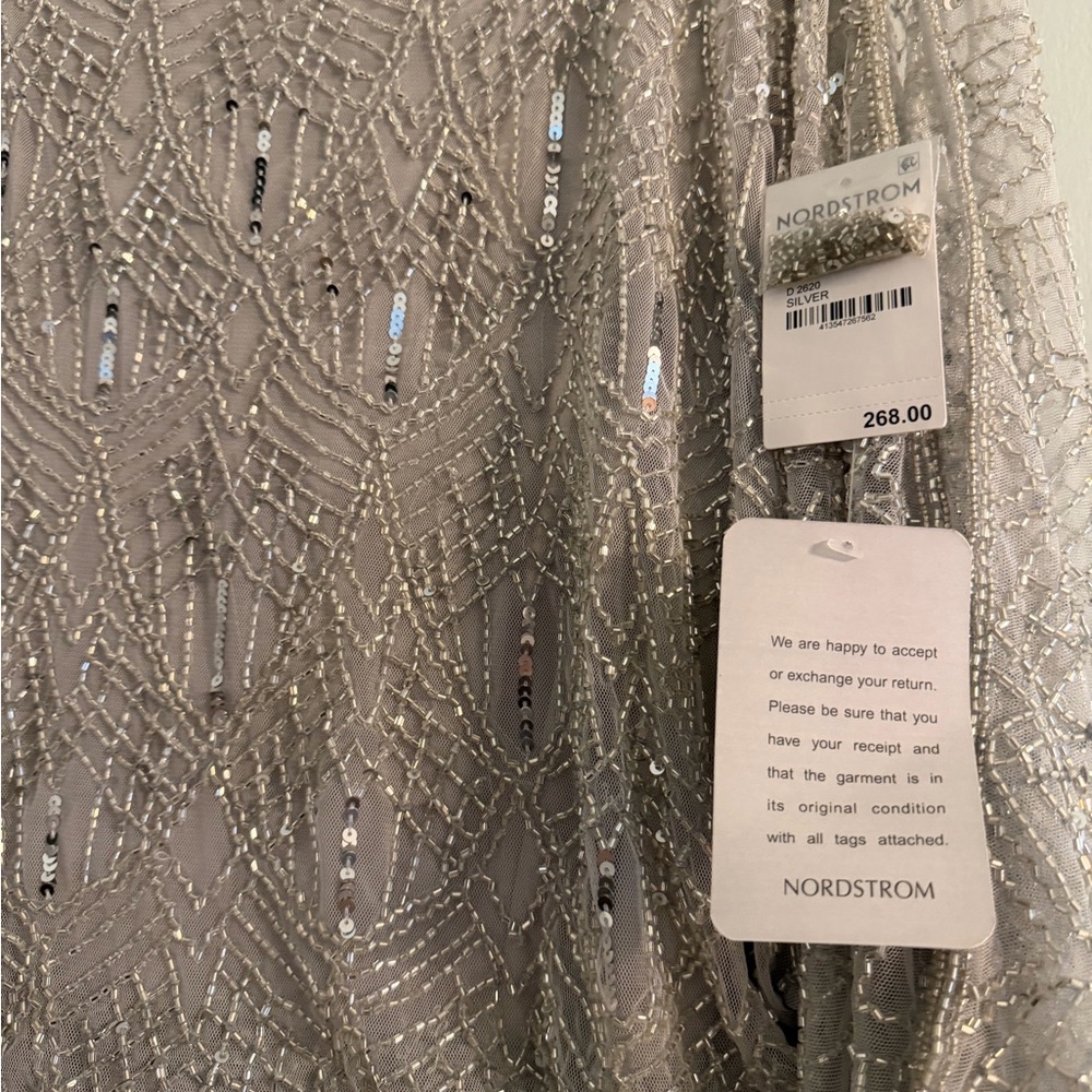 Pisarro Nights Silver Beaded Prom Dress